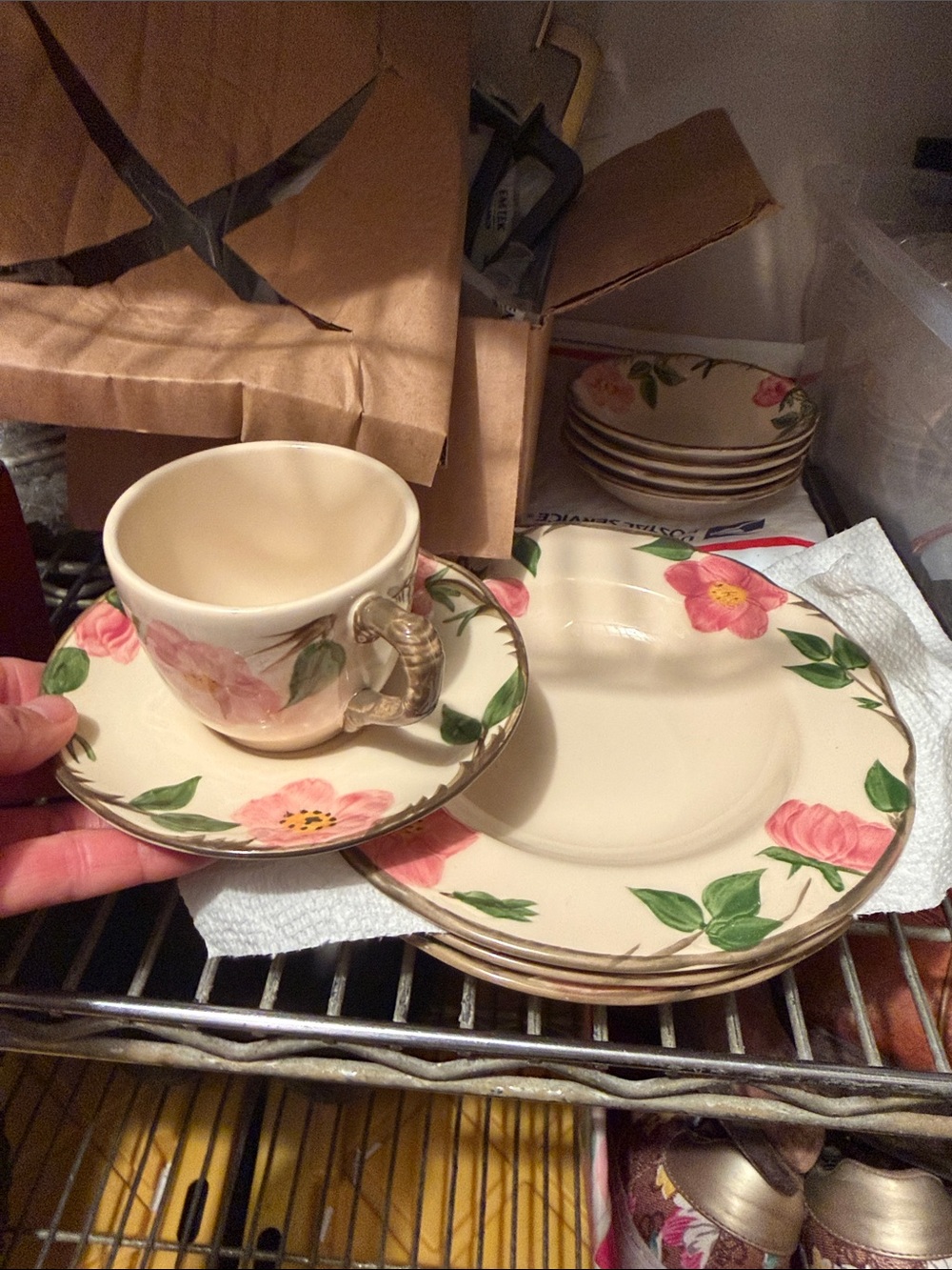 3 Rimmed Soup Bowls Desert Rose Franciscan + Cup/Saucer